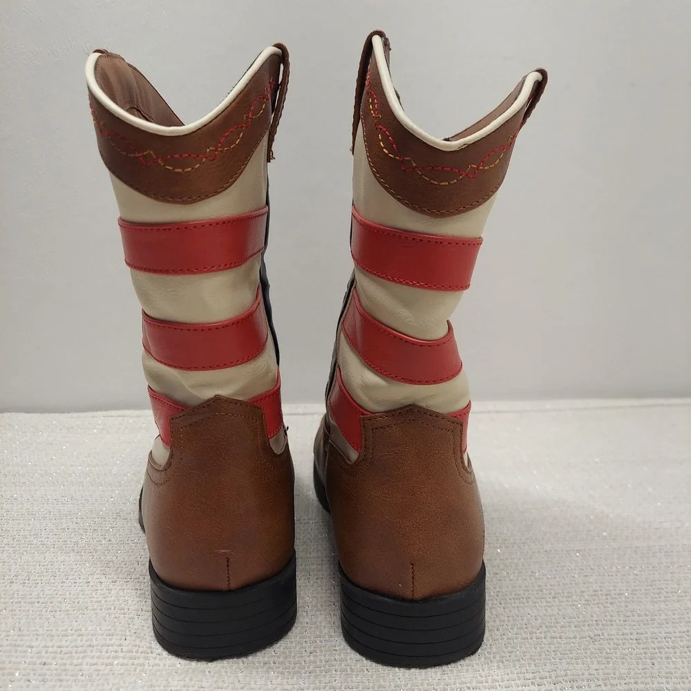Wonder Nation Kids American Flag Cowboy Boots Brown Stars Stripes Size 2
